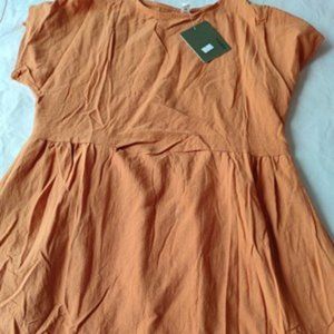 Loose cotton dress medium length skirt